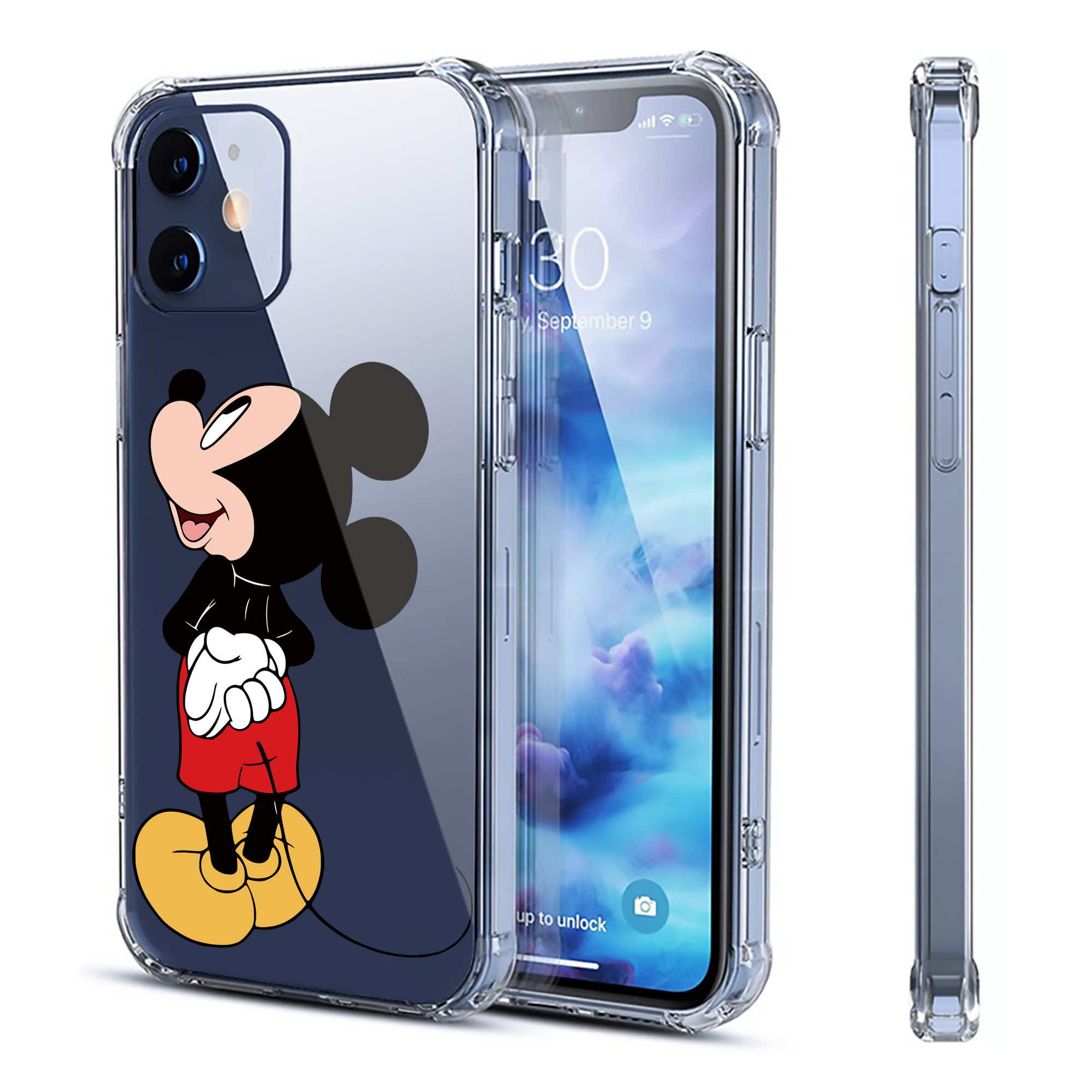 （画像用） ミッキーマウス Mickey Mouse 【iPhone 12シリーズ対応】透明スマホケース（クリアソフトケース）